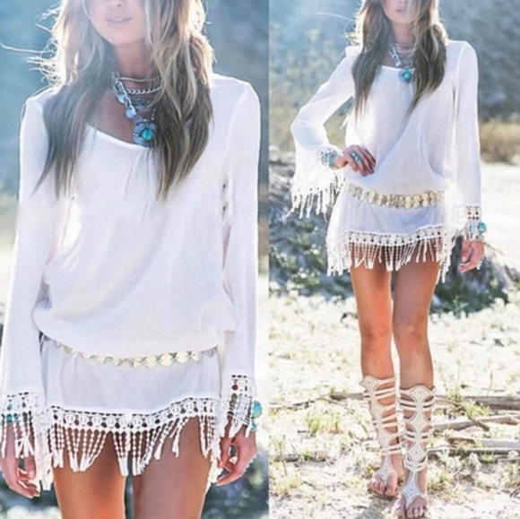 Zanzea Other - ZANZEA Collection NWOT White Fringed Swim Coverup